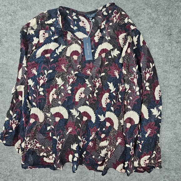 Lucky Brand Shirt Womens 2X Floral Boho Peasant Lined Layered Keyhole Western - Picture 1 of 7
